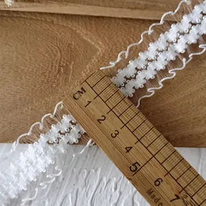 5m white ruffled elastic lace trim for clothing with a 4.5cm width ruler measurement