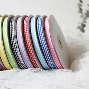 Vintage Gingham Karomuster Band Spitzenbesatz Für DIY Handgefertigte Schleifen Geschenkverpackung Backen Dekoration Polyamid