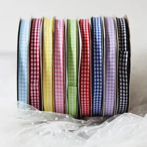 Set aus 9 karierten Dekobändern in verschiedenen Farben für DIY-Näharbeiten und Geschenke