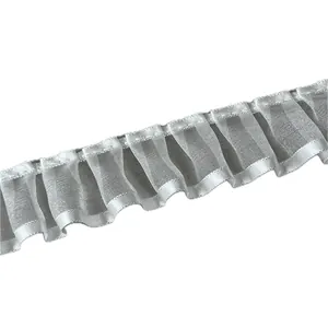 3.2cm high quality pleated white organza lace ribbon for DIY sewing and dress trim