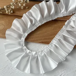 Large Galon de Ruban en Satin Plissé à Volants Dentelle en Tissu Satin de Polyester Pour Couture Artisanat DIY Décoration de Vêtement Accessoires
