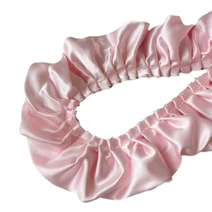 Zweilagige 5,5cm breite rosa plissierte Satin-Spitze für DIY-Nähen und Kleiderbesatz