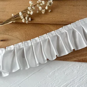Bordure en dentelle de satin plissée blanche 5cm pour couture DIY et vêtements