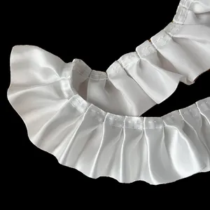 Ruban de dentelle plissée blanche de 5 cm pour couture DIY et décoration de vêtements