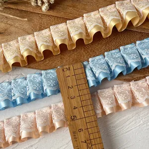Ruban de dentelle froncée double couche Morandi pour couture et artisanat 4,5cm
