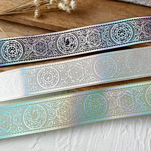 Holographic ribbon set with mystic occult patterns for DIY handmade accessory projects