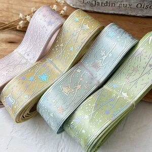Quatre rouleaux de rubans décoratifs avec motifs météores argentés pour bricolage DIY
