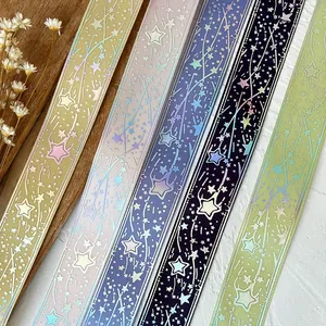 Rubans motifs météores en cinq couleurs pour emballages cadeaux et décorations DIY