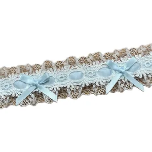 Cinta de encaje azul claro con lazos para manualidades y accesorios de estilo Lolita