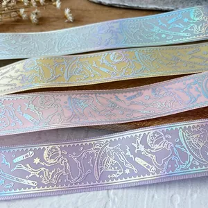 Holographic Laser Wizard Magic Theme Ribbon For DIY Crafts Halloween Decoration Iridescent Satin Ribbon For Gift Wrapping