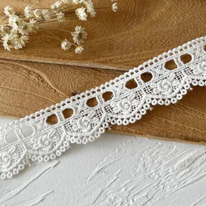 Encaje soluble blanco con bordado de rosas y calados para decoración de ropa DIY