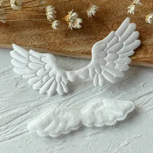 White faux fur and embroidered wing appliques for DIY Lolita wings and craft decor