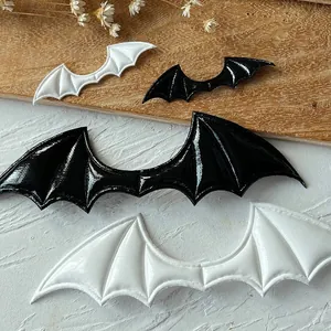 Embossed PU leather bat wings in black and white for DIY Lolita and Halloween accessories