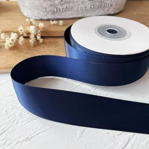 Navy blue satin ribbon roll 2.5cm for DIY bouquet crafts and gift wrapping