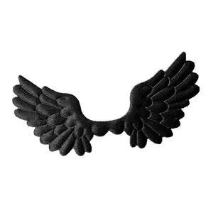 Symmetrical black embroidered angel wings patches with fine texture for DIY Lolita fashion