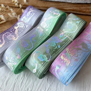 Holografische Laser Mandala Slang Gradiënt Satijnen Lint Voor DIY Crafts Cadeauverpakking Bloemen Bedrukt Decoratief Lint