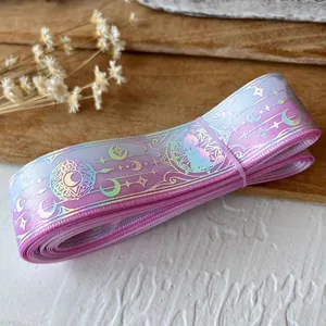 Farbverlauf Laser Stern und Mond Band für DIY Basteln und Geschenkverpackung Deko