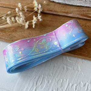 Paarsblauw verlooplint met holografische zilveren vlinder- en maanpatronen voor DIY-crafts