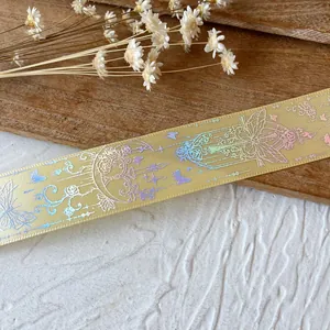 Holographic laser ribbon with floral patterns for DIY handmade craft decoration