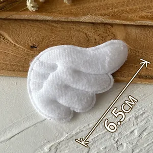 White plush embossed bat angel wing DIY accessory for Lolita crafts, 6.5cm length