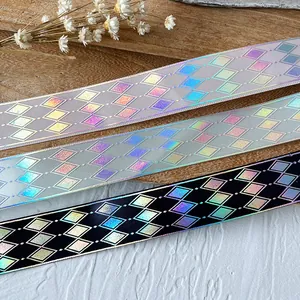 Laser Holographic Diamond Pattern Decorative Satin Ribbon For DIY Crafts Gift Wrapping Hair Accessories Handmade Material