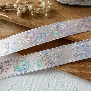 Holographic magic pattern gradient ribbon with star designs for DIY handmade crafts