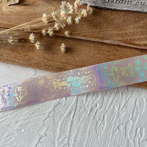 Holographic purple snake and sword pattern ribbon for DIY handmade badge decoration