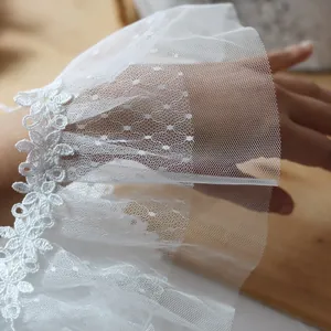 13cm breite wasserlösliche Spitze mit Polka-Dot-Netz für Brautkleider und Ärmelbündchen