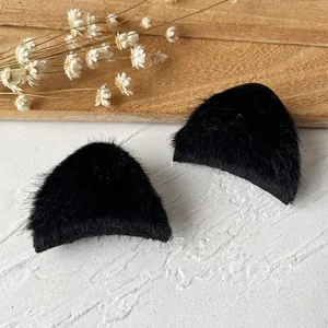 Furry black plush cat ears for Lolita DIY crafts and Cosplay accessories decoration