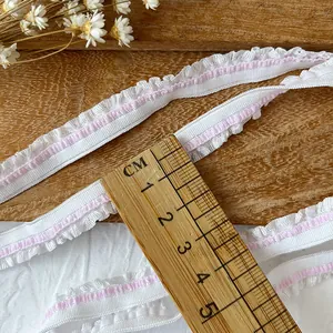 3M Weiß-rosa geraffte elastische Spitzenborte für Puppenkleidung und DIY-Nähzubehör