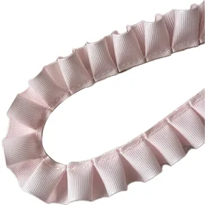 Ruban gros-grain rose à volants plissés pour accessoires de cheveux et loisirs créatifs