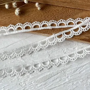 Weiße Baumwoll Spitzenborte Bogensaum Häkelband Für DIY Nähen Hochzeit Deko Vintage Handgemachte Spitzenverzierung