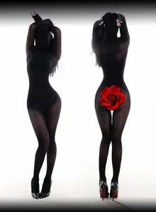 Macro shot of 5D ultra-thin glossy sheer bodysuit showing seamless fabric texture