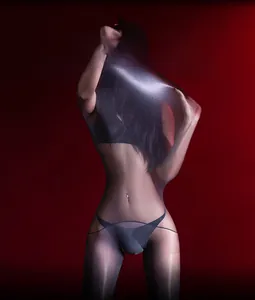 Detailed close-up of 3D glossy translucent bodysuit featuring premium Lycra fabric