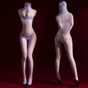 White translucent full body sheer catsuit featuring all-inclusive design and silky finish