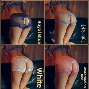 Collage de culottes fendues en dentelle en bleu roi, gris, blanc et rouge pastèque
