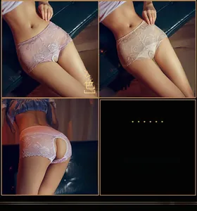 Broderie en dentelle détaillée et entrejambe ouvert sur une culotte sexy et fine