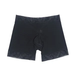 Boxer da uomo sexy ultra sottili in seta con bordo in pizzo e tasca ergonomica a U