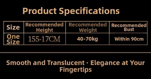 Size chart for 8D oil glossy transparent swimsuit showing measurements and height range