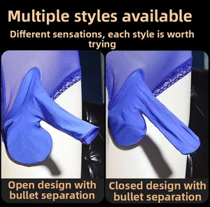 Blue mesh men's underwear featuring functional pouch separation in open and closed styles