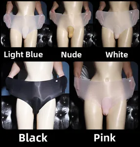 Men's ice silk seamless briefs featuring ultra-thin fabric and anatomical pouch design
