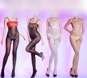Lace floral bodystockings shown in four colors including red, black, white and beige