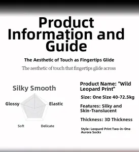 Detailed chart showing silky leopard print faux-thigh-high stockings specifications
