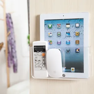 Wall-mounted transparent storage organizer for remote controls and tablets
