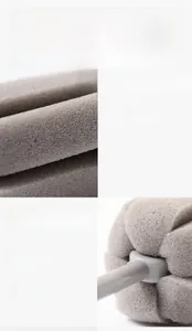 Macro detail of high-elastic sponge head and PP handle on multi-purpose bottle brush