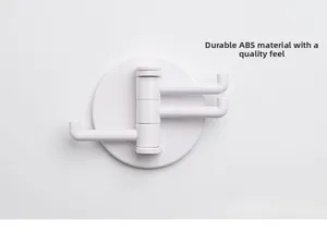 Detail of multi-purpose 3-arm rotating ABS plastic wall hook for kitchen and bathroom