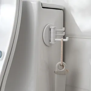 Minimalist white rotating wall hook with three swivel arms for kitchen or bathroom storage