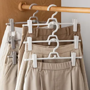Stackable Pants Rack With Adjustable Clips Anti-Slip Plastic Hanger For Trousers Skirts Wardrobe Space Saving Storage Organizer