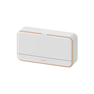 Minimalistische witte zeepbakje voor aan de muur met luxe roségouden metalen details