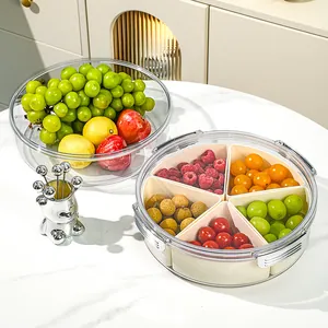 Household Multi-Grid Fruit Plate Clear Plastic Candy Snack Storage Box Transparent Sealed Fresh-Keeping Box With Lid